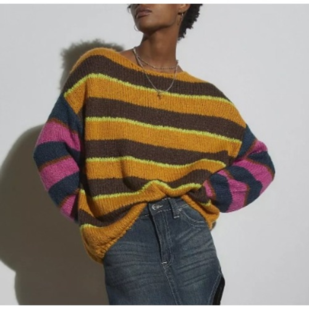 Urban Outfitters Jamie‎ Striped Knit Sweater Oversized Pullover Comfy Womens